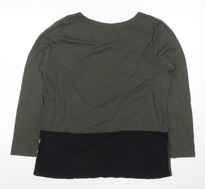 Oasis Women’s Green Colourblock Long Sleeve Jersey Top Size S