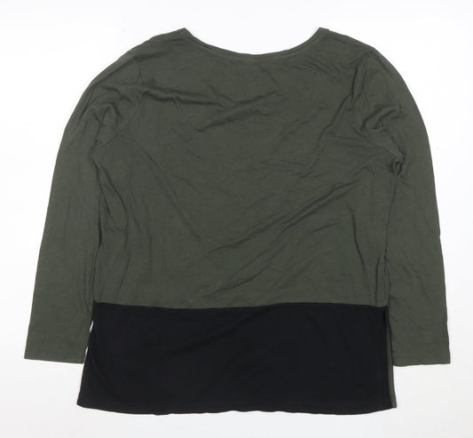 Oasis Women’s Green Colourblock Long Sleeve Jersey Top Size S