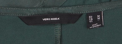 Vero Moda Women's Green Lace V-Neck Short Sleeve T-Shirt M