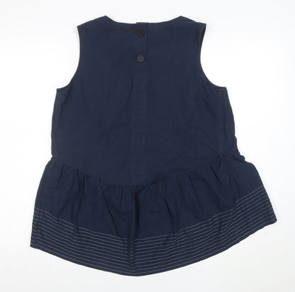 Marks and Spencer Autograph Women's Navy Sleeveless Peplum Blouse UK 12 Cotton