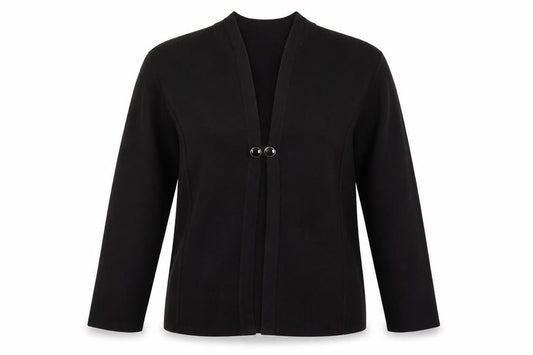 TIGI Women Black L Cardigan Long Sleeve Mock Neck Knit Jumper