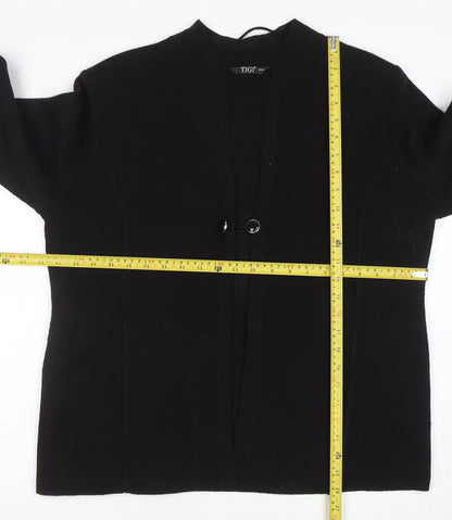 TIGI Women Black L Cardigan Long Sleeve Mock Neck Knit Jumper