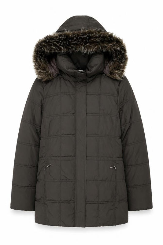 Maine New England Women's Brown Puffer Jacket Size 10 Hooded Winter Coat