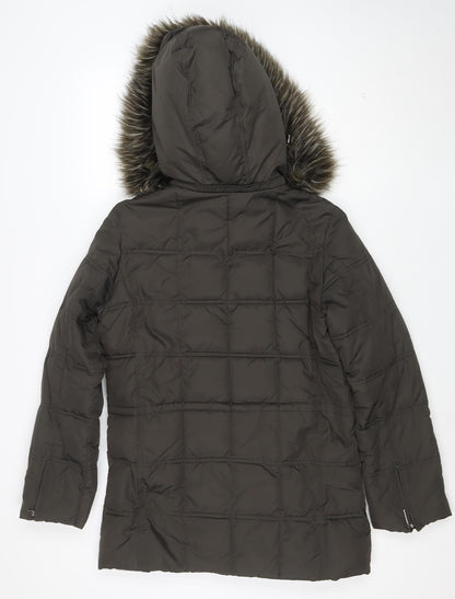 Maine New England Women's Brown Puffer Jacket Size 10 Hooded Winter Coat