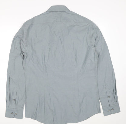 Marks and Spencer Men’s Grey Slim Fit Long Sleeve Button-Up Shirt M