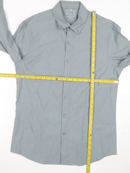 Marks and Spencer Men’s Grey Slim Fit Long Sleeve Button-Up Shirt M