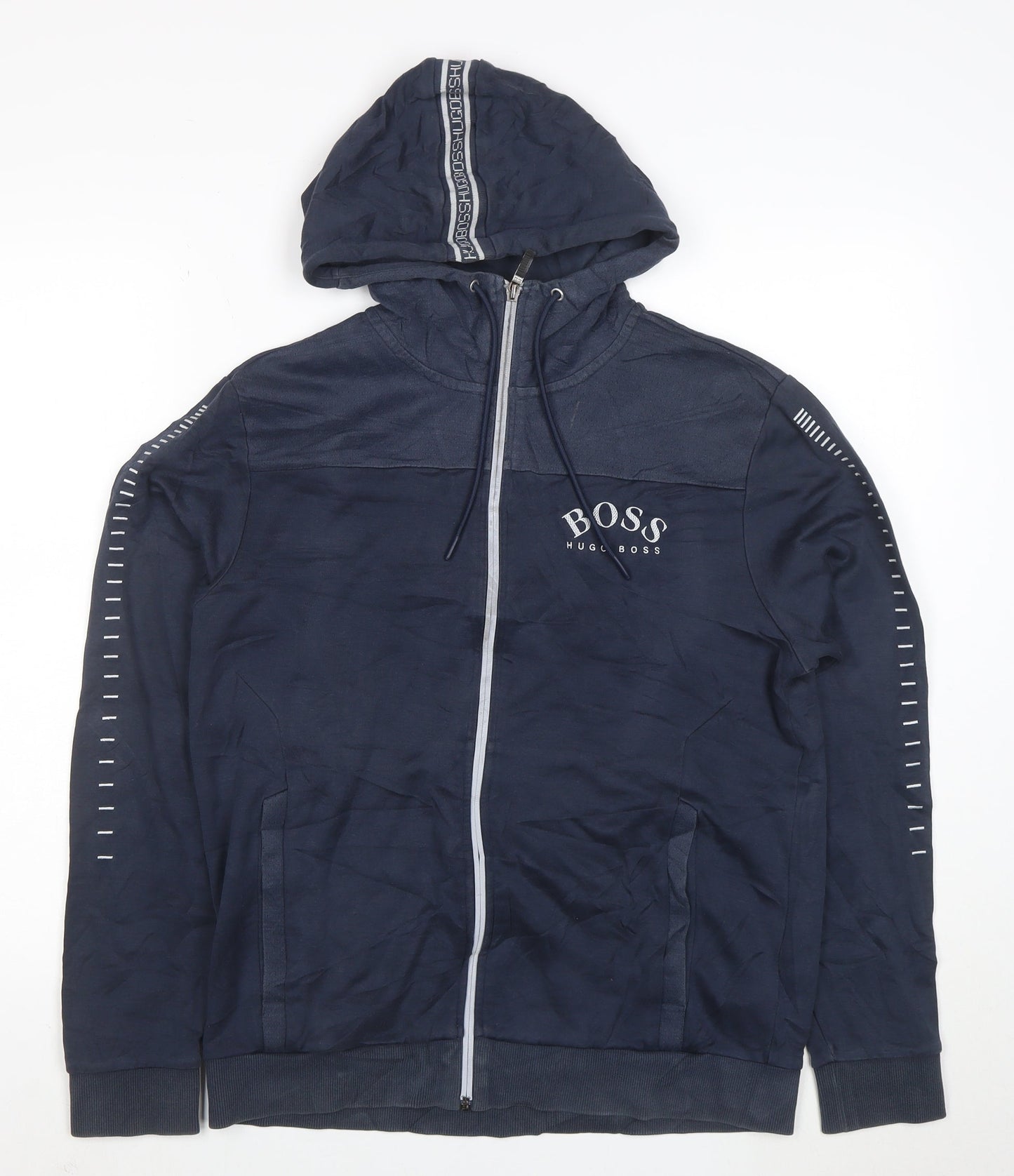 Hugo Boss Men's Blue Full Zip Logo Hoodie Size M