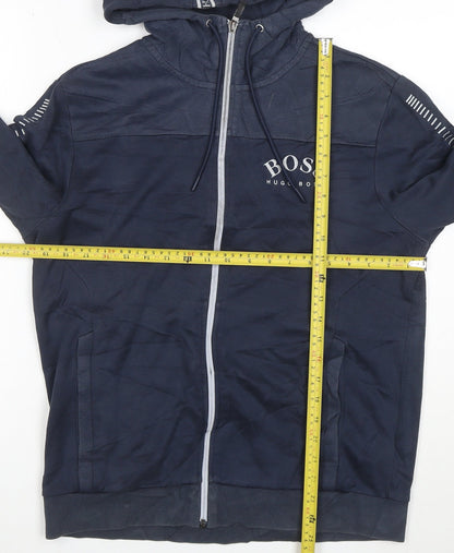 Hugo Boss Men's Blue Full Zip Logo Hoodie Size M