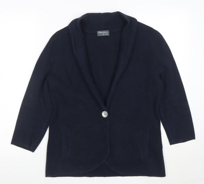 Peter Hahn Women's Blue Cotton Knit Cardigan Size 12
