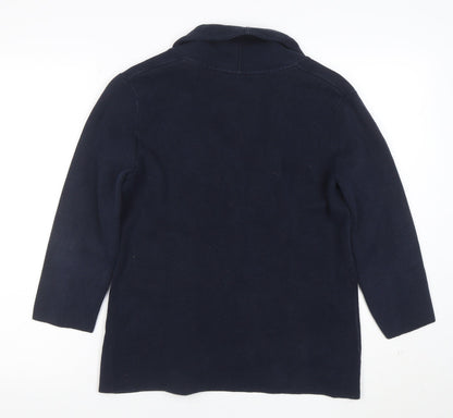 Peter Hahn Women's Blue Cotton Knit Cardigan Size 12