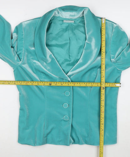 Alex & Co Women’s Green Velvet Shawl Collar Blazer UK 12
