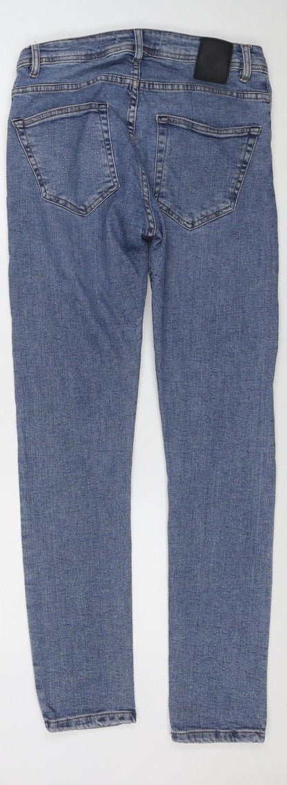 ZARA Women Blue Straight Denim Jeans Size 12 Mid Rise Stretch