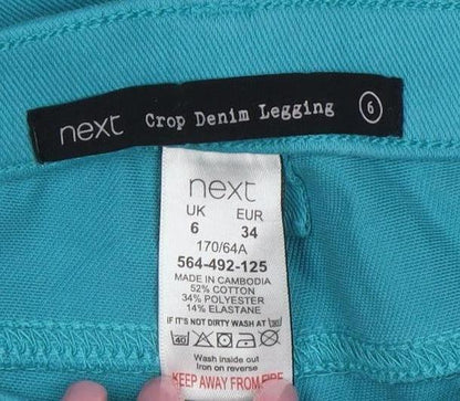 Next Womens Blue Crop Denim Jegging Size 6 Slim Fit Stretch Jeans