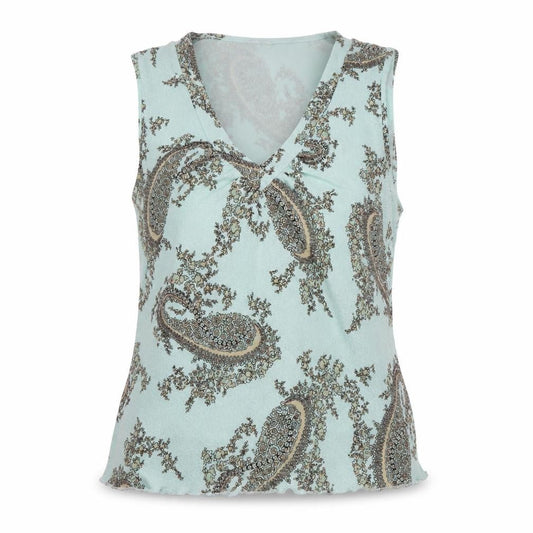 Editions Women's Blue Paisley Sleeveless V-Neck Tank Top Size 14