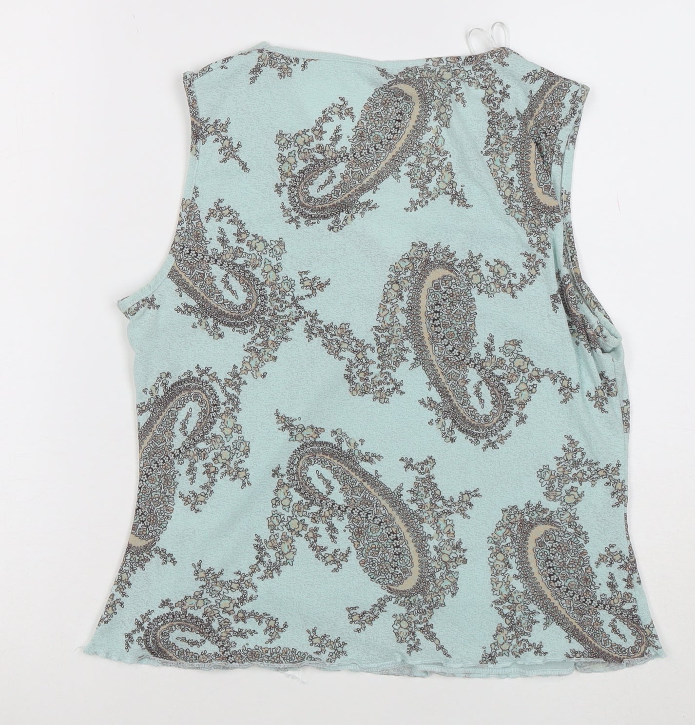 Editions Women's Blue Paisley Sleeveless V-Neck Tank Top Size 14
