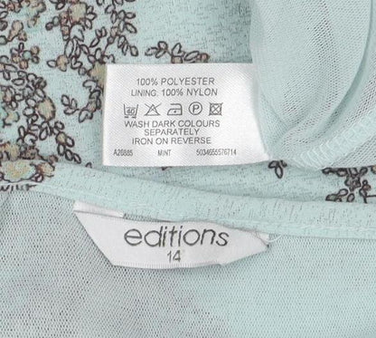 Editions Women's Blue Paisley Sleeveless V-Neck Tank Top Size 14