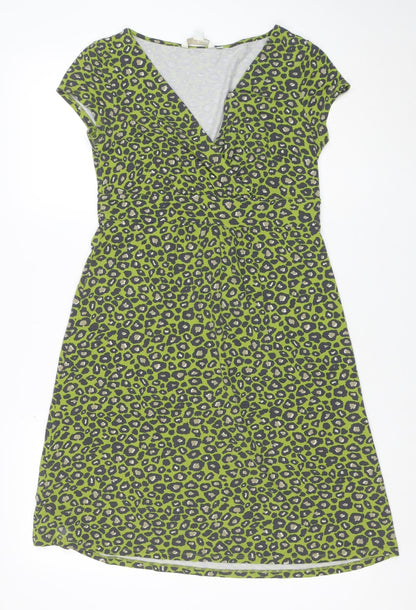 Boden Women’s Green Leopard Print Bodycon Dress Size 8