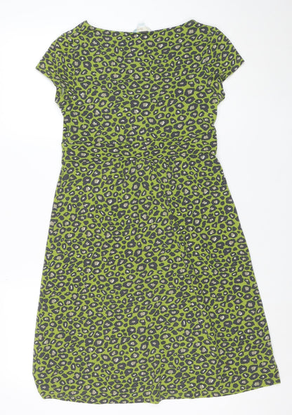 Boden Women’s Green Leopard Print Bodycon Dress Size 8