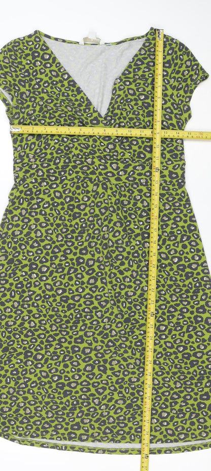 Boden Women’s Green Leopard Print Bodycon Dress Size 8