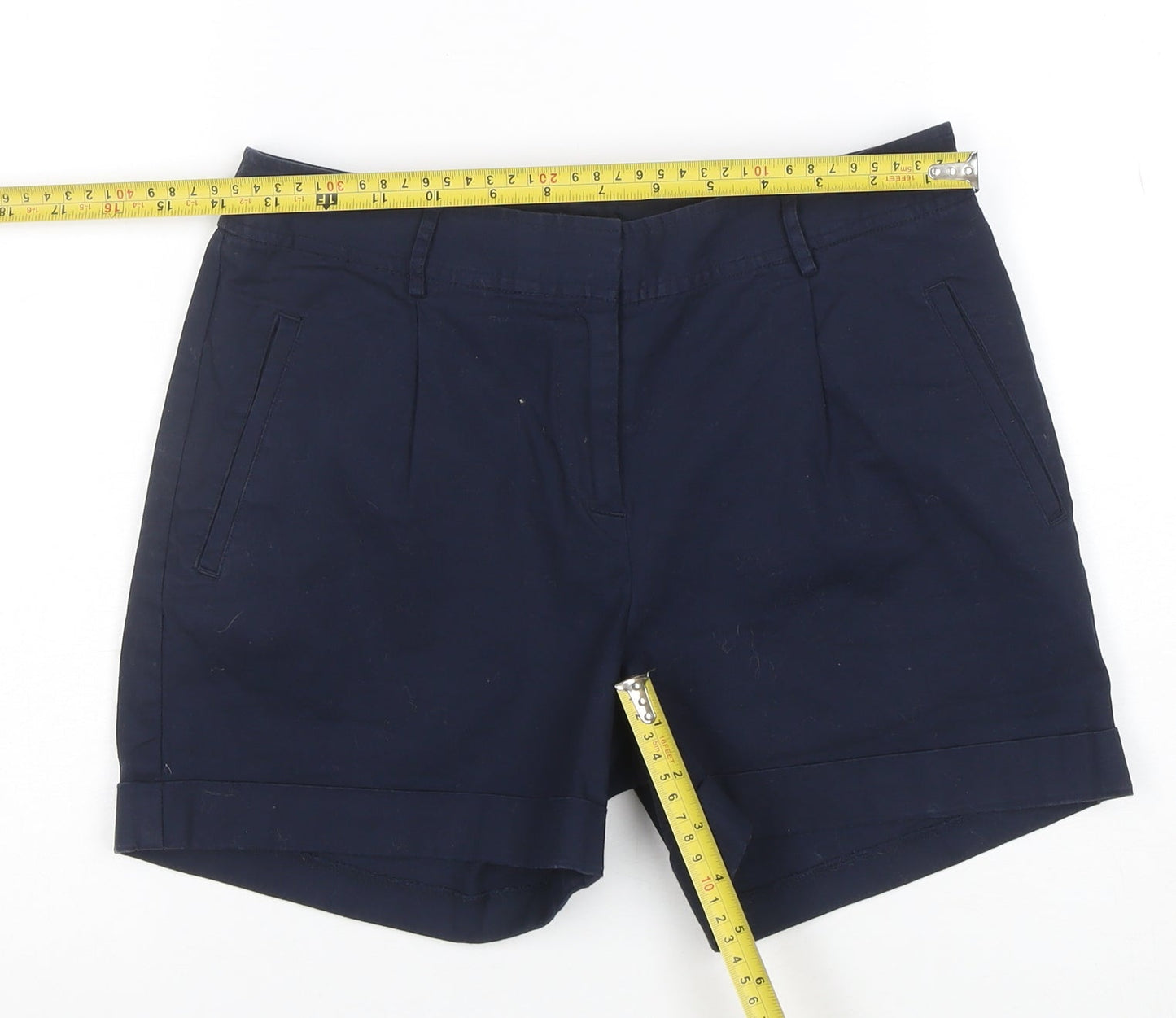 Oasis Womens Blue Chino Shorts Size 8 Regular Cotton Blend