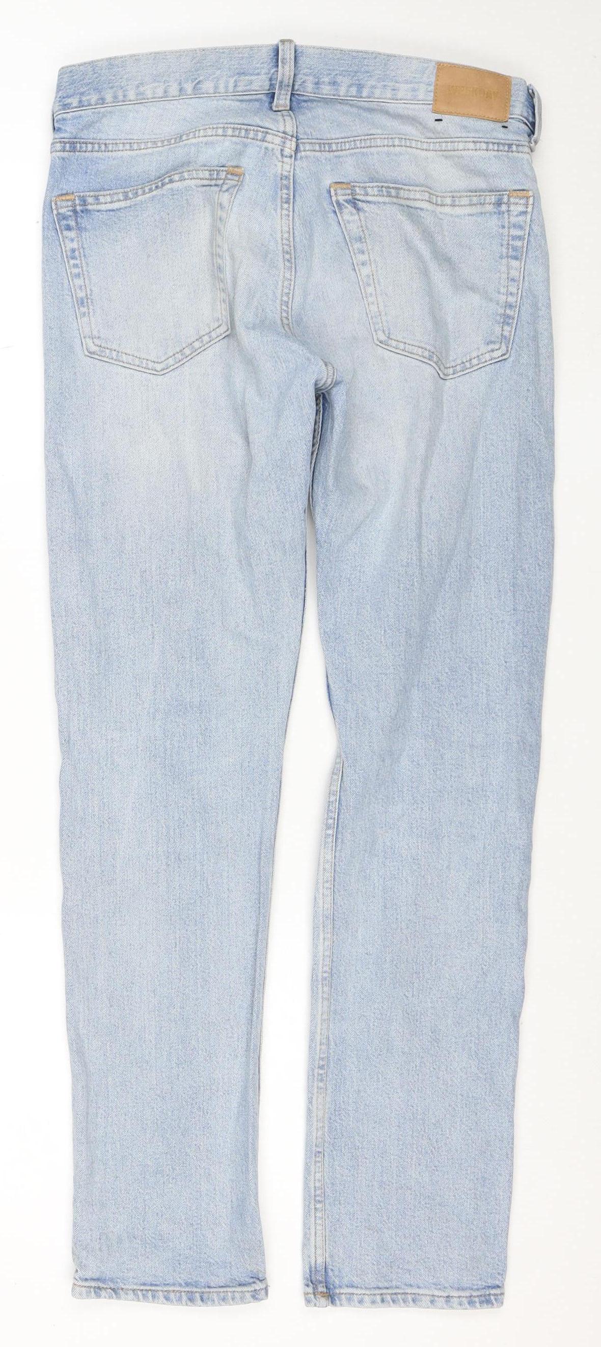 Weekday Women's Blue Straight Leg Jeans W28 L30 Cotton Denim