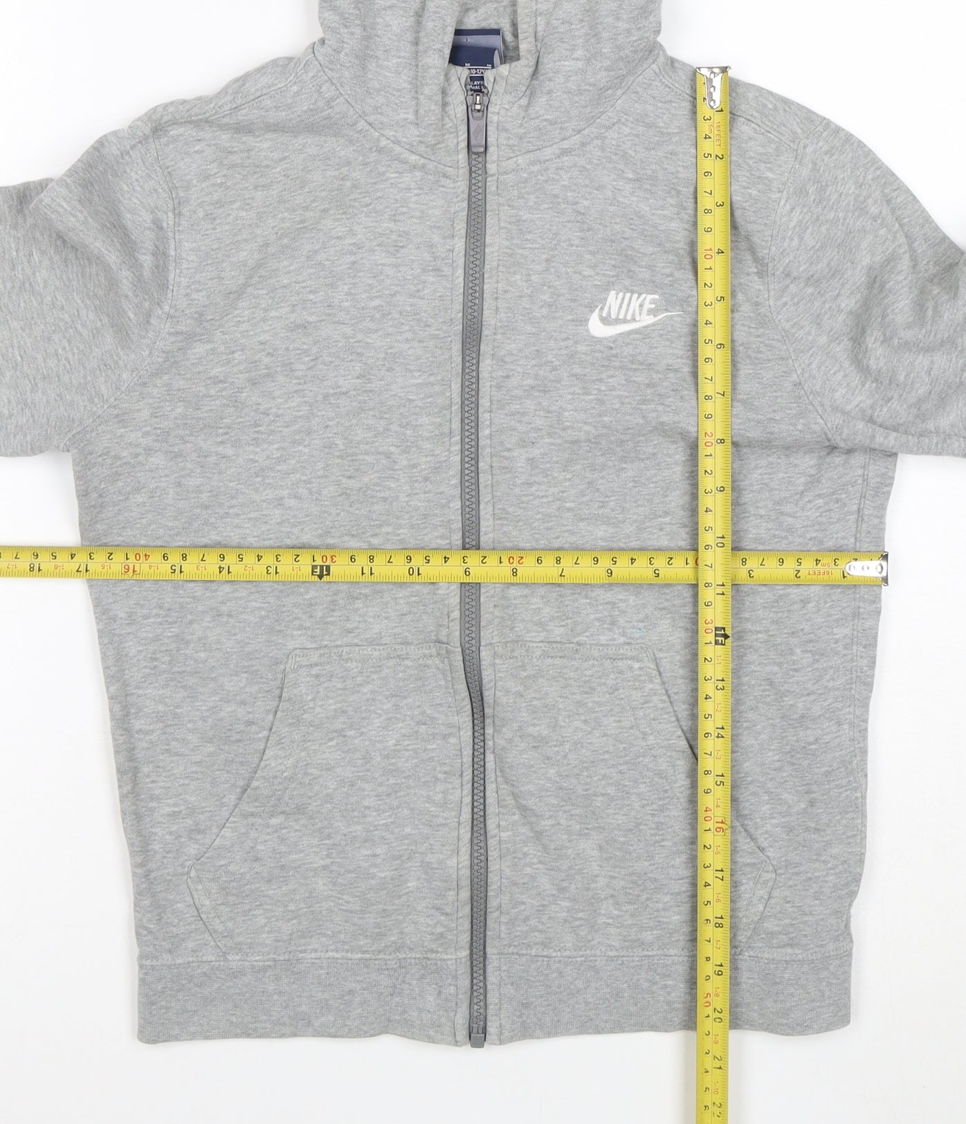 Nike Boys Grey Full Zip Hoodie M 10-12 Years Cotton Blend