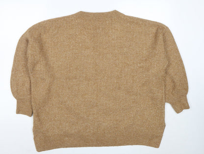 Primark Women’s Beige V-Neck Ribbed Knit 3/4 Sleeve Jumper M