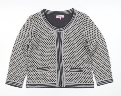 Marks and Spencer Per Una Grey Geometric Knit Cardigan Women's Size 12