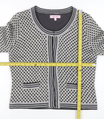 Marks and Spencer Per Una Grey Geometric Knit Cardigan Women's Size 12