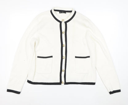 F&F Women's White Knit Cardigan XL Classic Button Front