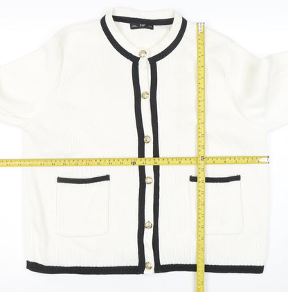 F&F Women's White Knit Cardigan XL Classic Button Front