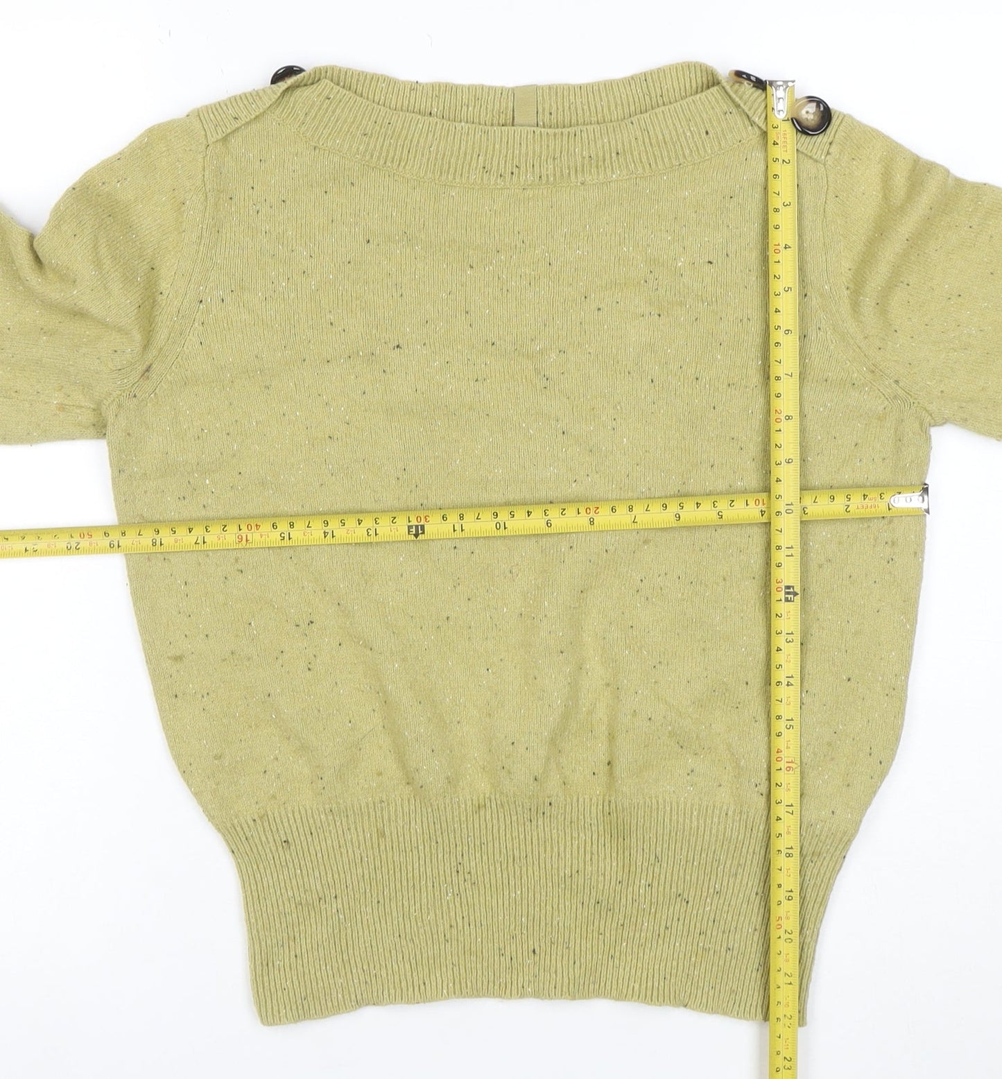 Per Una Women's Green Wool Blend Crew Neck Jumper Size 14