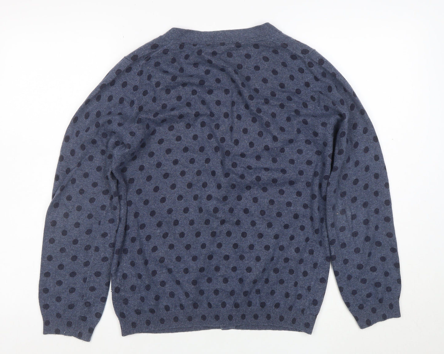 Boden Womens Blue Polka Dot V-Neck Cardigan Size 14 Cotton Blend