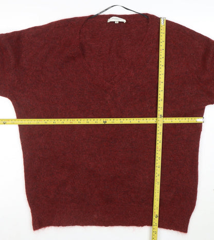 SELECTED FEMME Women Red Alpaca Wool V-Neck Relaxed Pullover Jumper M