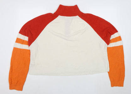 French Connection Women's Multicoloured XL 1/4 Zip Mock Neck Jumper