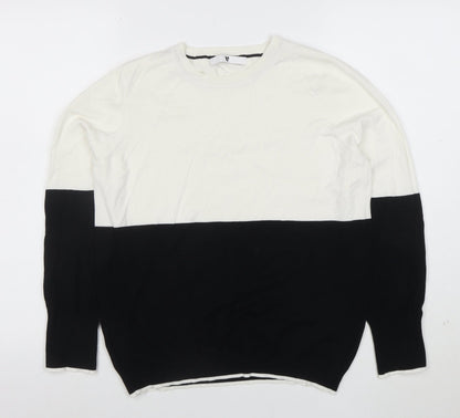 Very Womens Black White Colour Block Crew Neck Jumper Size 18