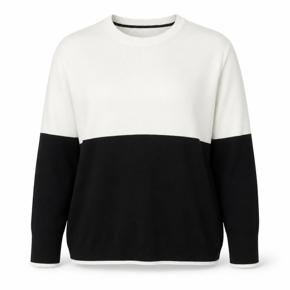 Very Womens Black White Colour Block Crew Neck Jumper Size 18