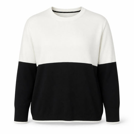 Very Womens Black White Colour Block Crew Neck Jumper Size 18
