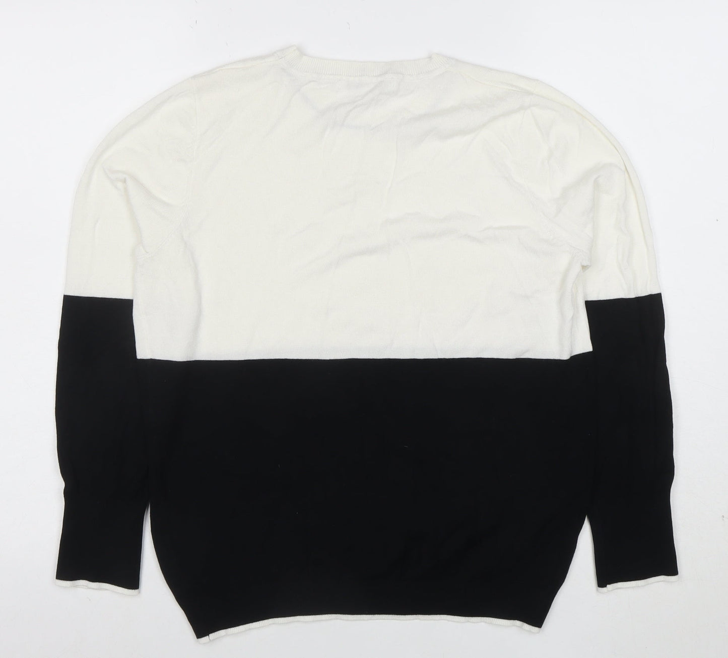 Very Womens Black White Colour Block Crew Neck Jumper Size 18