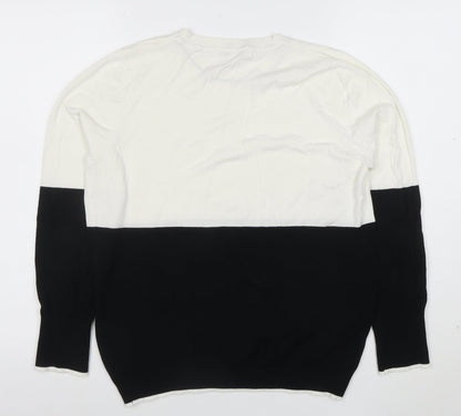 Very Womens Black White Colour Block Crew Neck Jumper Size 18