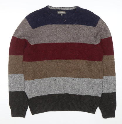 Denver Hayes Men's Multicoloured Striped Cotton Blend Jumper M