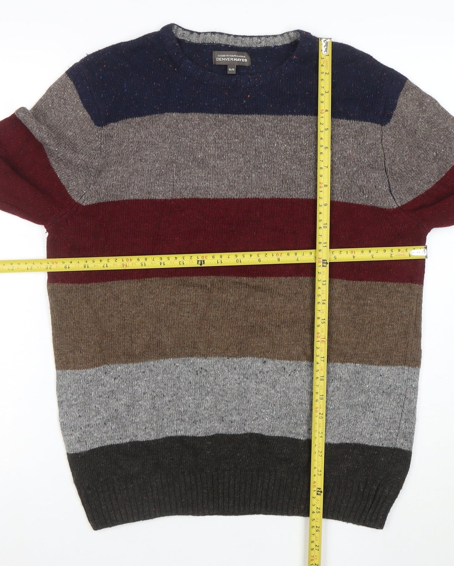 Denver Hayes Men's Multicoloured Striped Cotton Blend Jumper M