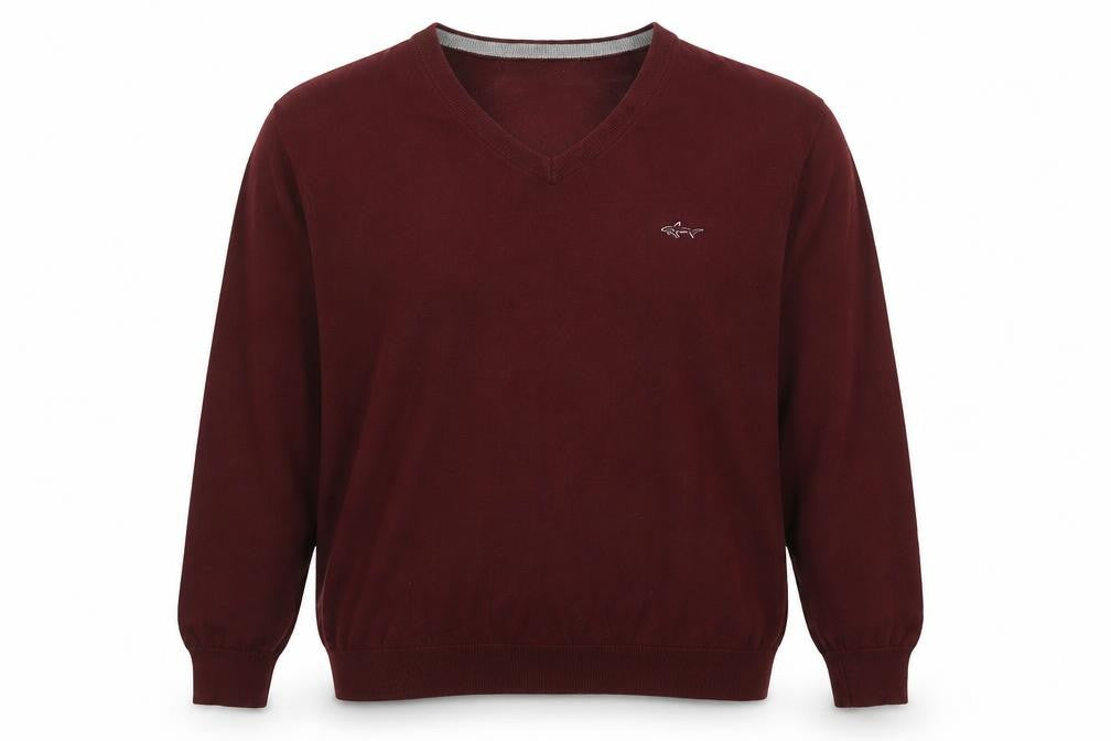 Greg Norman Men's Red XL V-Neck Cotton Golf Pullover Jumper