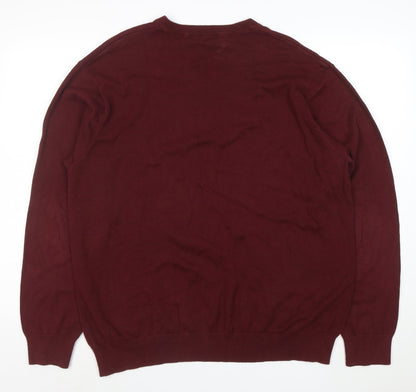 Greg Norman Men's Red XL V-Neck Cotton Golf Pullover Jumper
