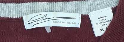 Greg Norman Men's Red XL V-Neck Cotton Golf Pullover Jumper