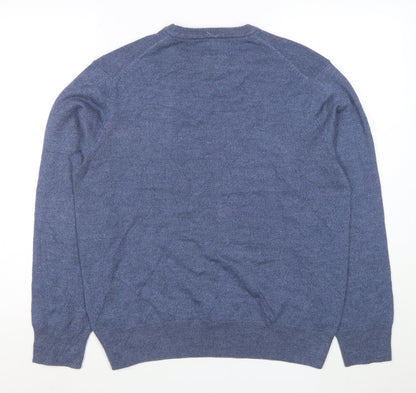Dockers Men's Blue Argyle Crew Neck Acrylic Jumper Size M