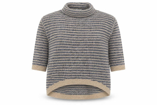 Apricot Women’s Beige Striped Roll Neck Knit Jumper Size 10