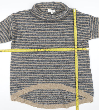 Apricot Women’s Beige Striped Roll Neck Knit Jumper Size 10