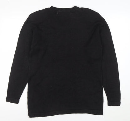 Western Connection Women's Black Beaded V-Neck Knit Jumper Size S