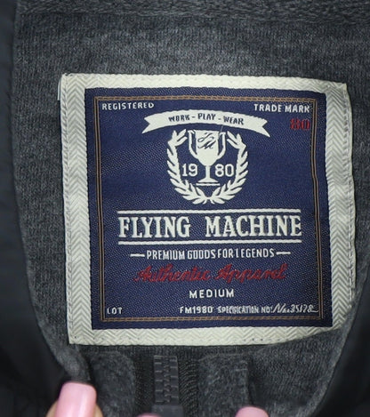 Flying Machine Men's Grey Full Zip Sweatshirt Medium